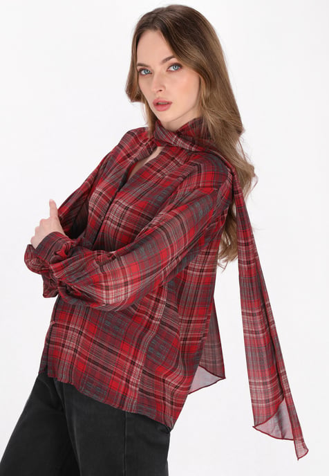 Dreimaster Hemd Frauen Roter Scheck - Image 3