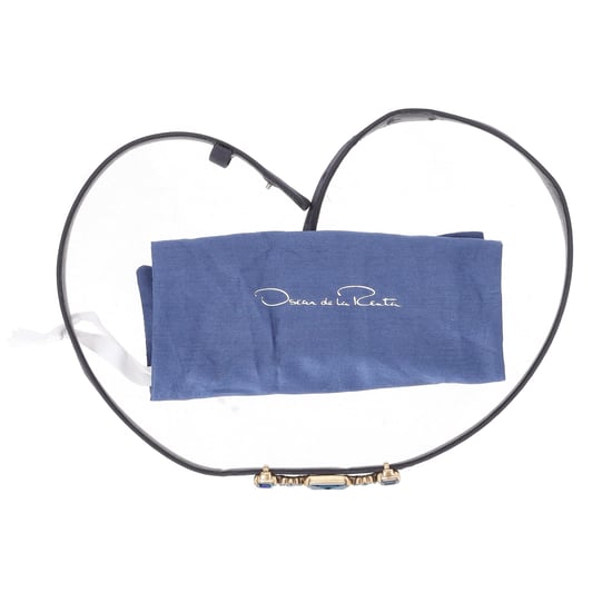 Oscar de la Renta Schmuckgürtel aus schwarzem Leder - Image 5