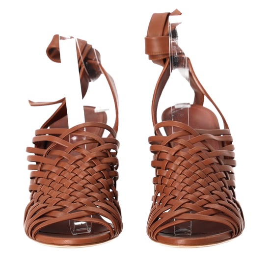 Loro Piana Kristin Sandalen mit gewebtem Knöchelriemen aus braunem Leder - Image 4