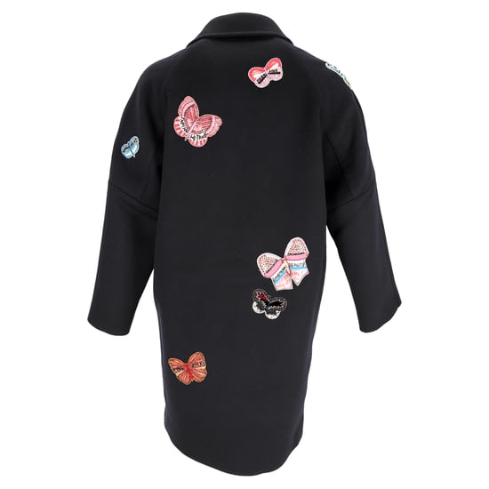 Valentino Schmetterlings-Applikation Mantel aus schwarzer Wolle - Image 3