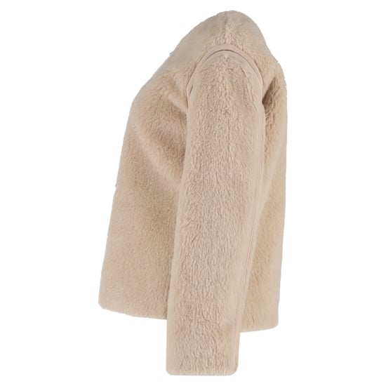 Max Mara Panno Jacke mit Grosgrain-Besatz aus beigem Wollstoff - Image 2