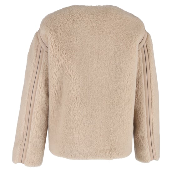 Max Mara Panno Jacke mit Grosgrain-Besatz aus beigem Wollstoff - Image 3