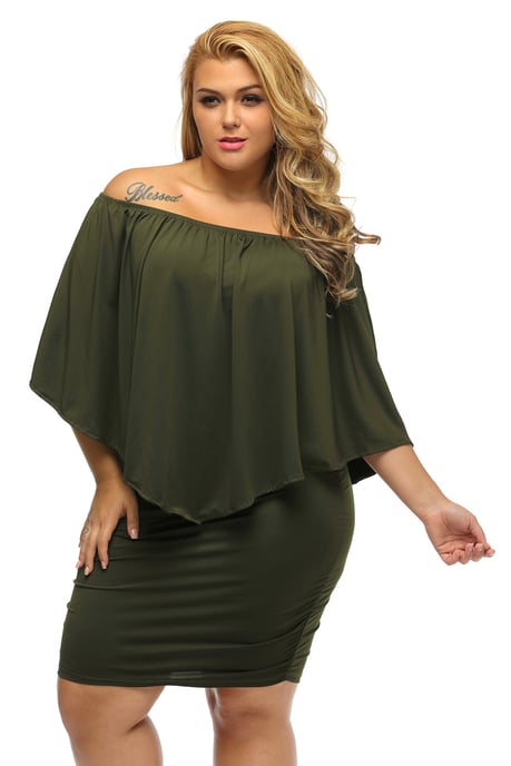 Große Größen Off-Shoulder Kleid - Image 3