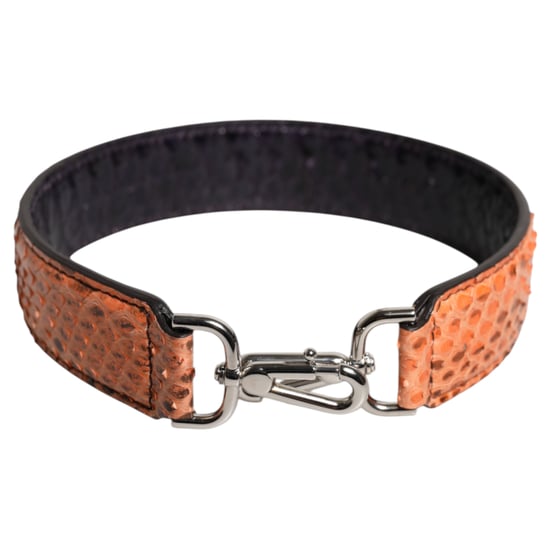 Schwarze Beigefarbene Exotische Lederhandtasche mit Schulterriemen - Image 2