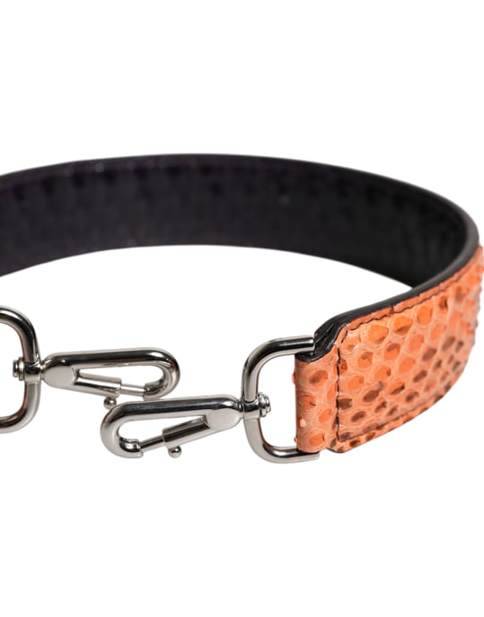 Schwarze Beigefarbene Exotische Lederhandtasche mit Schulterriemen - Image 4