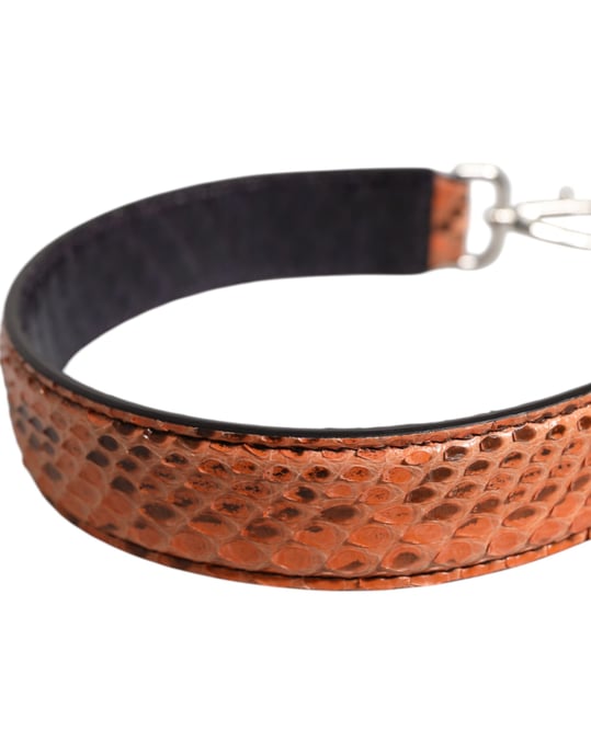 Schwarze Beigefarbene Exotische Lederhandtasche mit Schulterriemen - Image 5