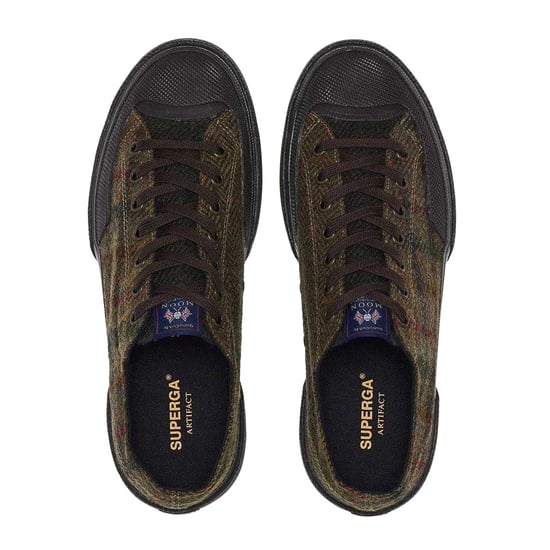 Superga - "2432 Works" Patchwork Sneaker für Herren/Damen Unisex, Wolle (Grün/Dunkelbraun) - Image 3