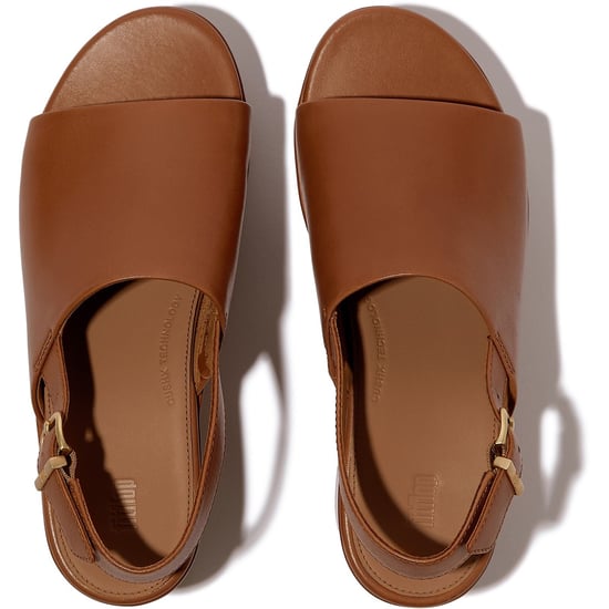 Fitflop Plattform Heeled Backstrap Leder Damen Deep Tan Flip-Flops - Image 3