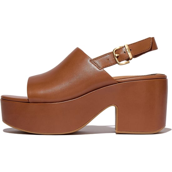 Fitflop Plattform Heeled Backstrap Leder Damen Deep Tan Flip-Flops - Image 4