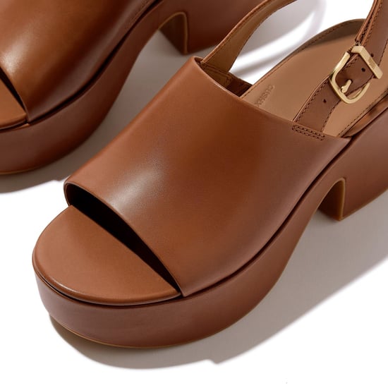 Fitflop Plattform Heeled Backstrap Leder Damen Deep Tan Flip-Flops - Image 5
