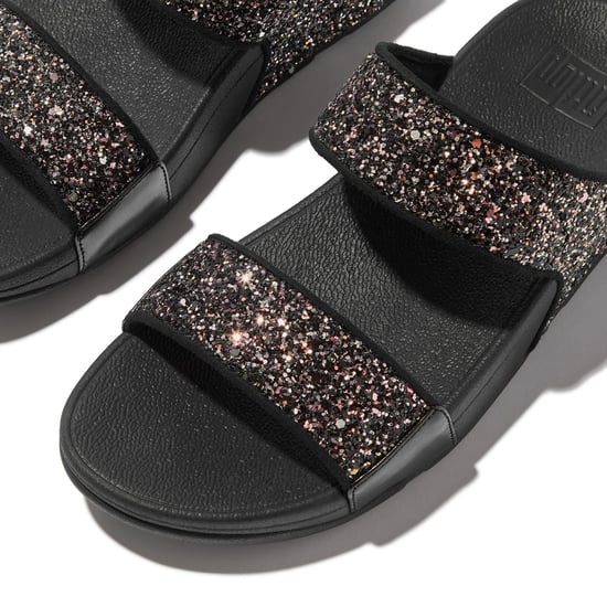 Fitflop Lulu 2 Bar Glitter Polyurethan Damen Sandalen Schwarz/Multi - Image 5