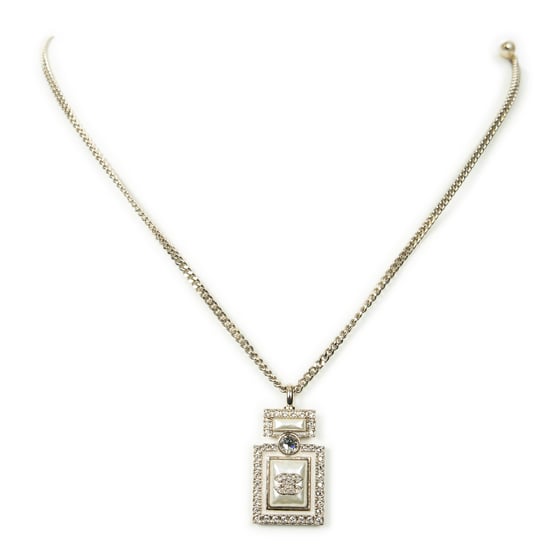 Pearl Rhinestone Perfume Bottle Necklace Halskette - Image 1