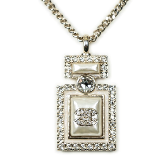 Pearl Rhinestone Perfume Bottle Necklace Halskette - Image 2