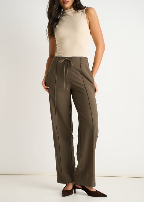 Marl Grey Drawstring Elastic back Tailoring Trousers - Image 2