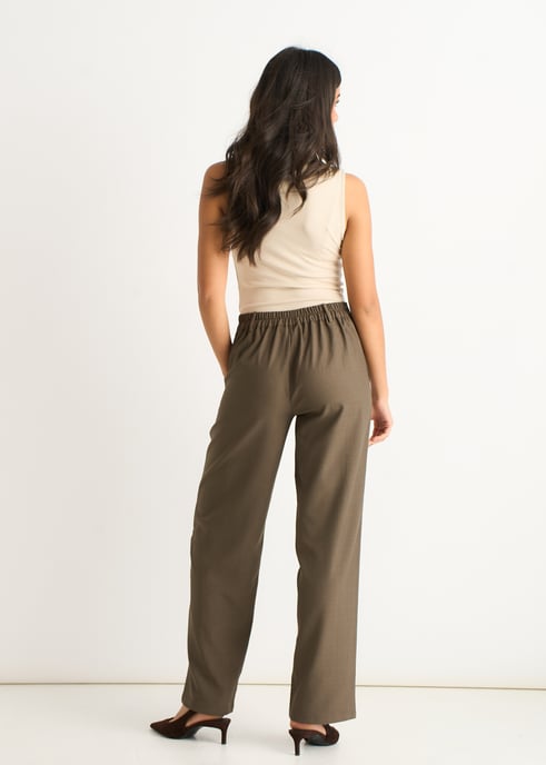 Marl Grey Drawstring Elastic back Tailoring Trousers - Image 4