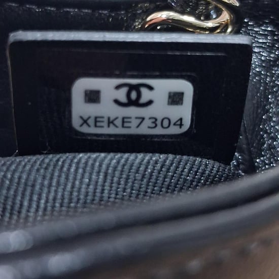 Chanel 31 Nano CC Logo Kettenhandtasche aus schwarzem Leder - Image 6