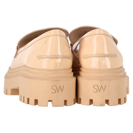 Stuart Weitzman Perla Verzierter Plateau-Loafer aus beigem Lackleder - Image 5