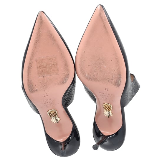 Aquazzura Krokodilleder-Offset-Spitzenschuhmule in schwarzem Leder - Image 6