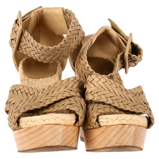 Hermès Kreuzband-Fesselriemen-Wedges aus beigem Leder - Image 2