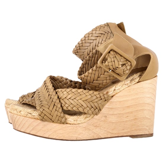 Hermès Kreuzband-Fesselriemen-Wedges aus beigem Leder - Image 4