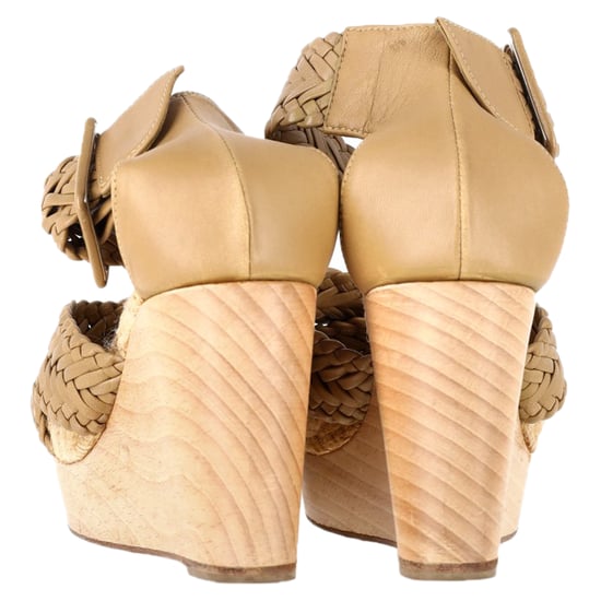 Hermès Kreuzband-Fesselriemen-Wedges aus beigem Leder - Image 5