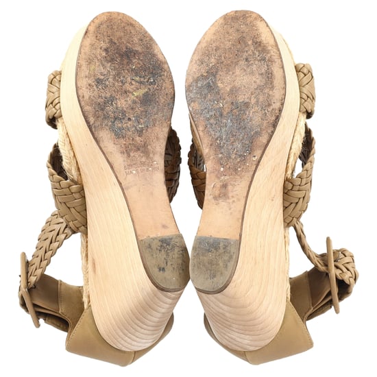 Hermès Kreuzband-Fesselriemen-Wedges aus beigem Leder - Image 6