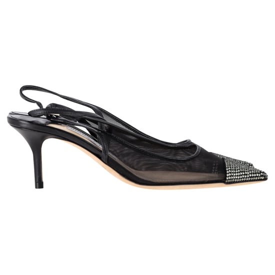 Jimmy Choo Anika 65 Veredelte Slingback-Pumps aus schwarzem Polyester - Image 1