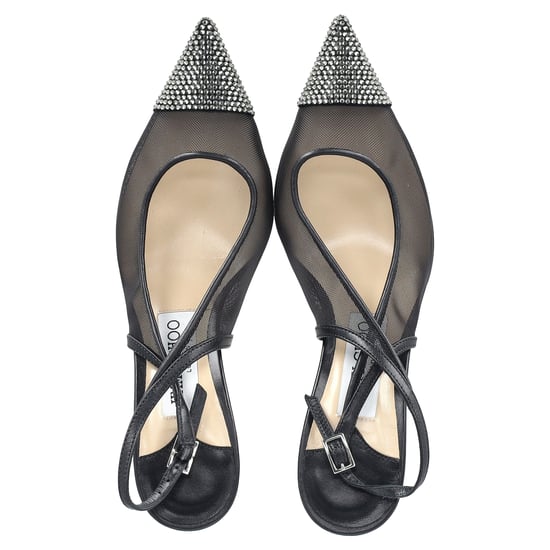 Jimmy Choo Anika 65 Veredelte Slingback-Pumps aus schwarzem Polyester - Image 3