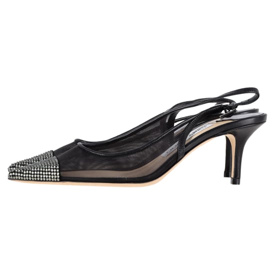 Jimmy Choo Anika 65 Veredelte Slingback-Pumps aus schwarzem Polyester - Image 4