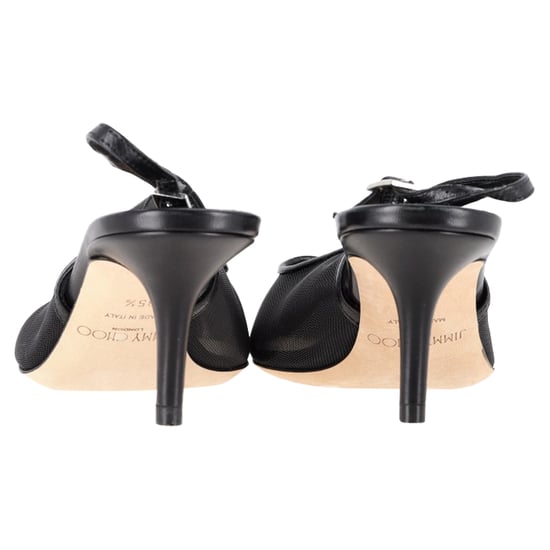 Jimmy Choo Anika 65 Veredelte Slingback-Pumps aus schwarzem Polyester - Image 5