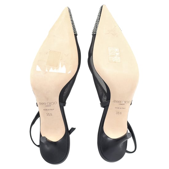Jimmy Choo Anika 65 Veredelte Slingback-Pumps aus schwarzem Polyester - Image 6
