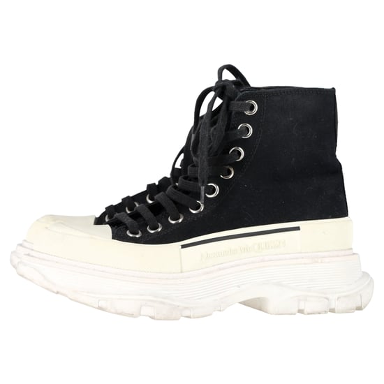 Alexander McQueen Tread Slick High-Top Sneakers aus schwarzem Canvas - Image 4