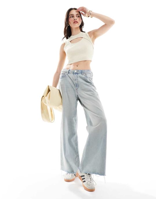 ONLY peekaboo stickad crop top i off white - Image 2