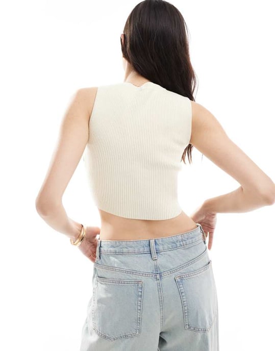 ONLY peekaboo stickad crop top i off white - Image 4