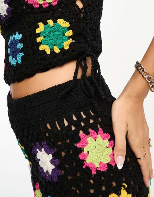 ASOS DESIGN virkade lapptäckeskoordineringstopp i flera färger - Image 3