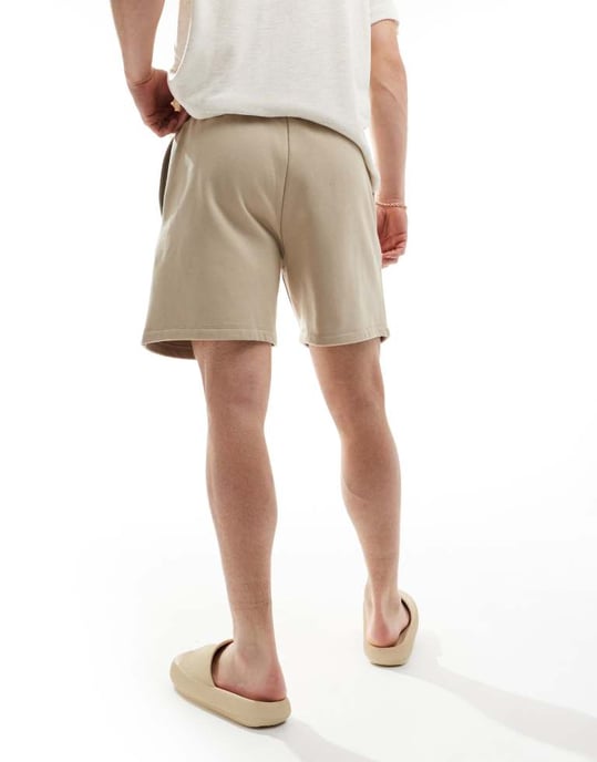 ASOS DESIGN premium tungvikts oversized shorts i beige - Image 2