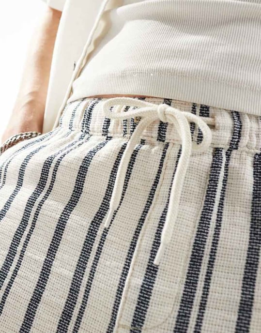 ASOS DESIGN kraftig texturerad kort i marinblått och vitt randig - Image 2