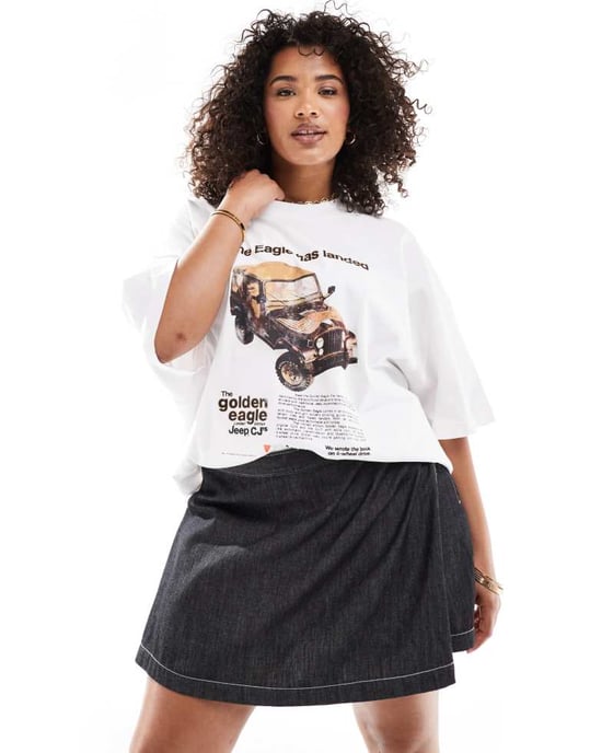 COLLUSION Plus wrap mini skort i lätt denim med kontrasterande sömmar - Image 4