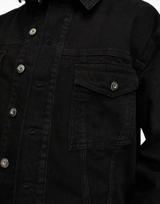 COLLUSION Unisex oversized denimjacka i svart - Image 3