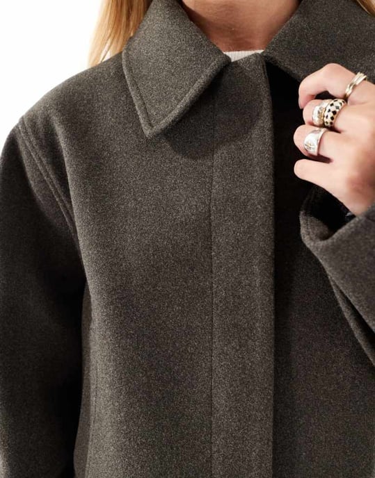 ASOS DESIGN kragejacka i mörkbrun - Image 3