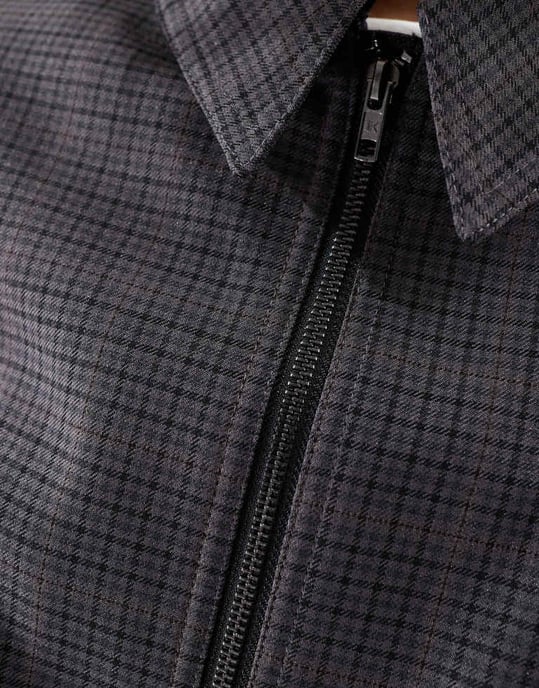 ASOS DESIGN topp med krage, kort bomberjacka i rutigt mönster - Image 3