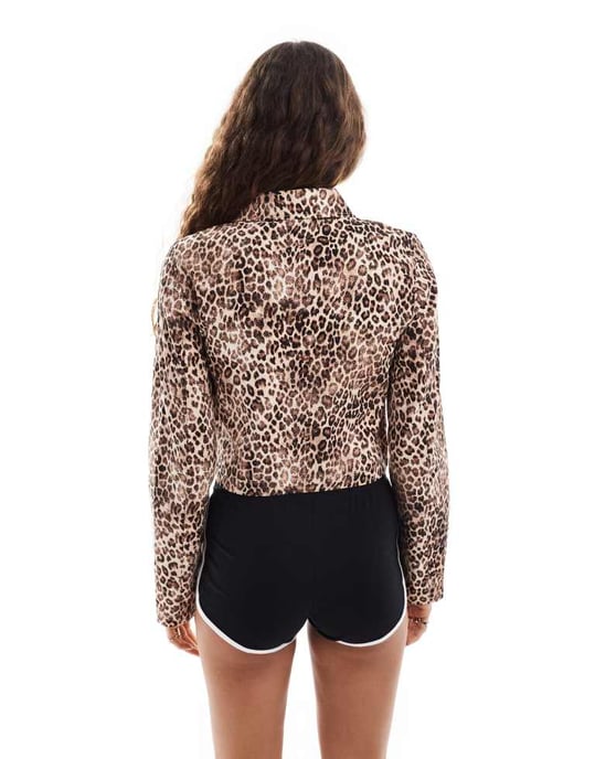 Monki lättviktsjacka i leopardmönster - Image 4