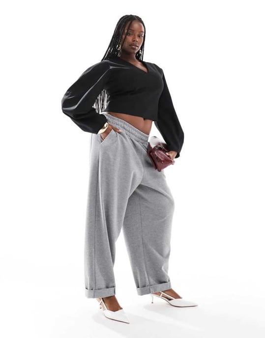 ASOS DESIGN Curve djup urringning kokongärmad topp i scuba-material i svart - Image 4