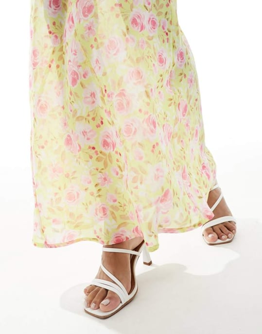 ASOS DESIGN spliced detail co-ord maxikjol i blommönster - Image 3