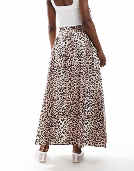 ASOS DESIGN maxikjol med sänkt midja i leopardmönster - Image 3