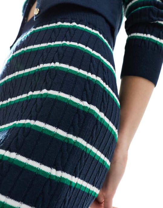 ASOS DESIGN stickad minikjol i marinrandig koord - Image 4