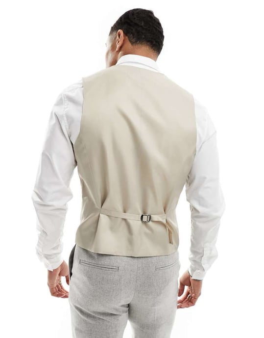 ASOS DESIGN slim passform väst i ullblandning med struktur i ljusgrått - Image 3