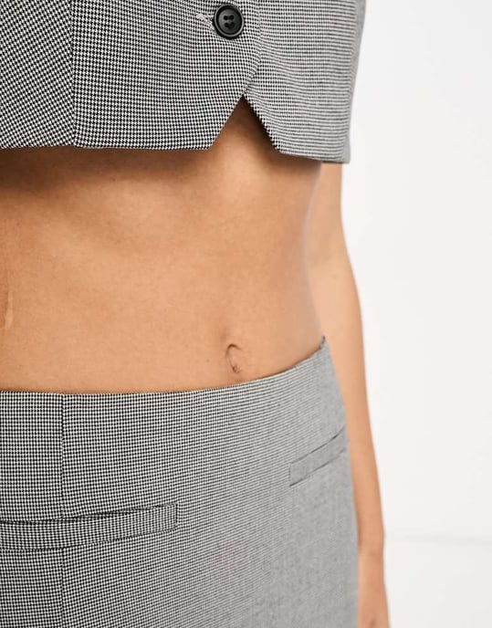 ASOS DESIGN koordinerad blyertsmidkjol i grå mono-rutigt - Image 3