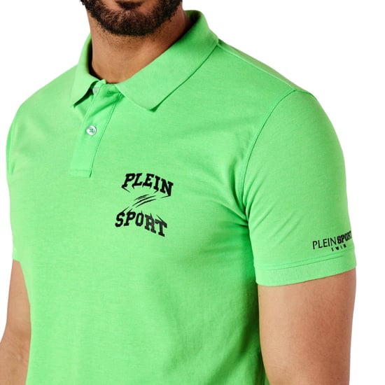 Plein Sport Scratch Logo Grünes Poloshirt - Image 4