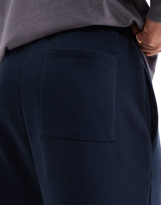 ASOS DESIGN vid bens jogger med veck i marinblå - Image 2